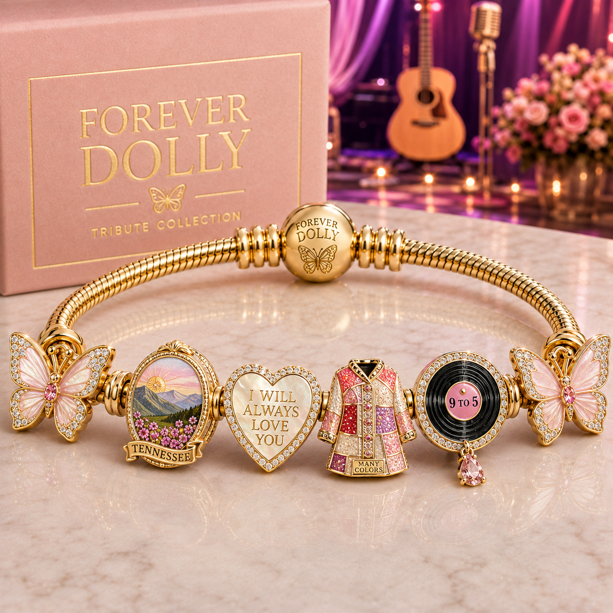 DLPT Gold Charm Bracelet Set NHVH