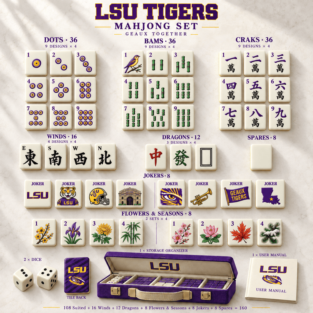 Premium LSU Mahjong Tiles Set TNSM
