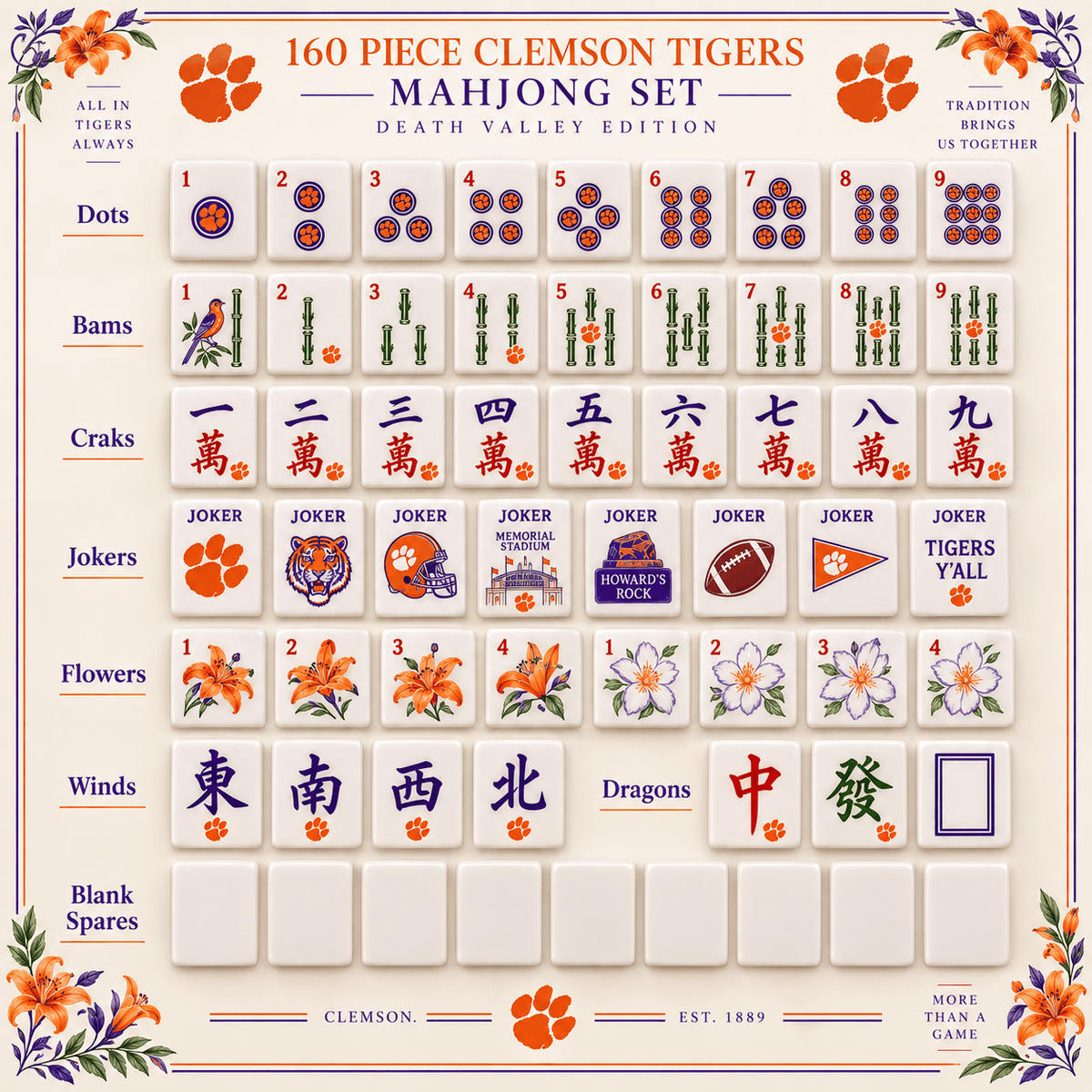 Premium CTFB Mahjong Tiles Set TNSM