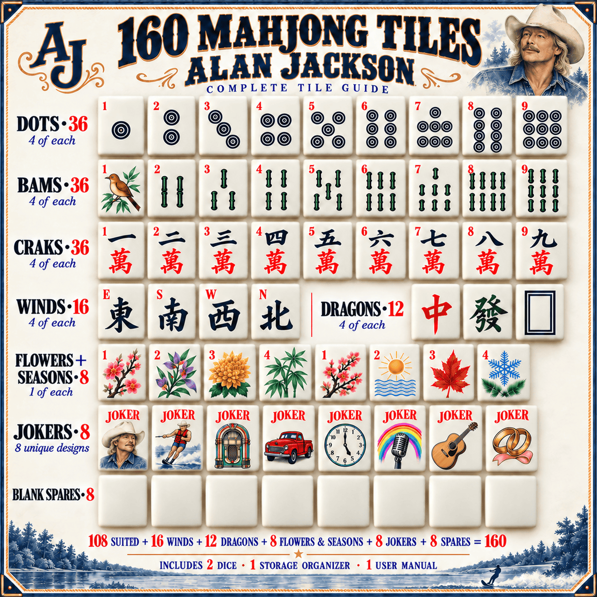 Premium ALJ Mahjong Tiles Set TTMH